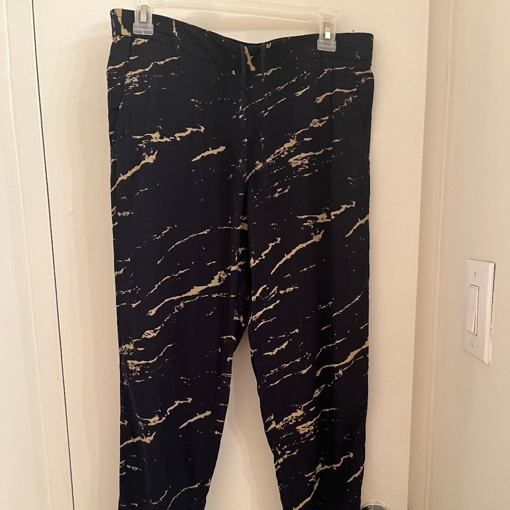 Navy blue and gold tapered pants